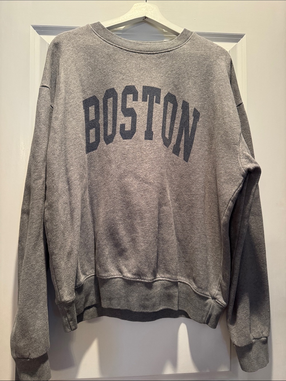 Brandy Melville Grey 'Boston' Arch Logo Sweatshirt